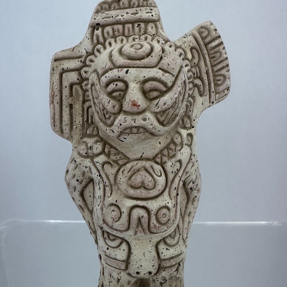 Vintage Mexico Ceramic Figurine | Aztec Mayan Style Folk Art Statue
